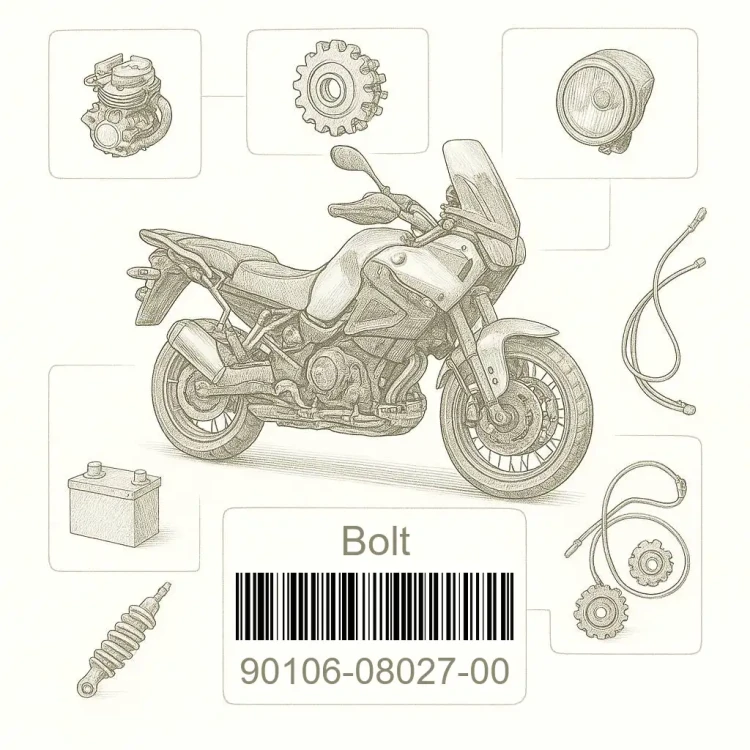 90106-08027-00 Bolt, Dome Head, Yamaha Номер детали 90106-08027-00, 901060802700, 90106-08027, 9010608027, 90106 08027