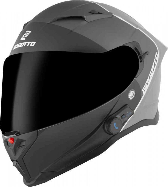 Мотошлем интеграл Bogotto H153 BT SPN Bluetooth Черный матовый/Серый BGT-05-MH-075-15-XS