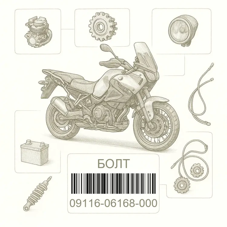 09116-06168-000 БОЛТ, Suzuki Номер детали 09116-06168-000, 0911606168000, 09116-06168, 0911606168, 09116 06168