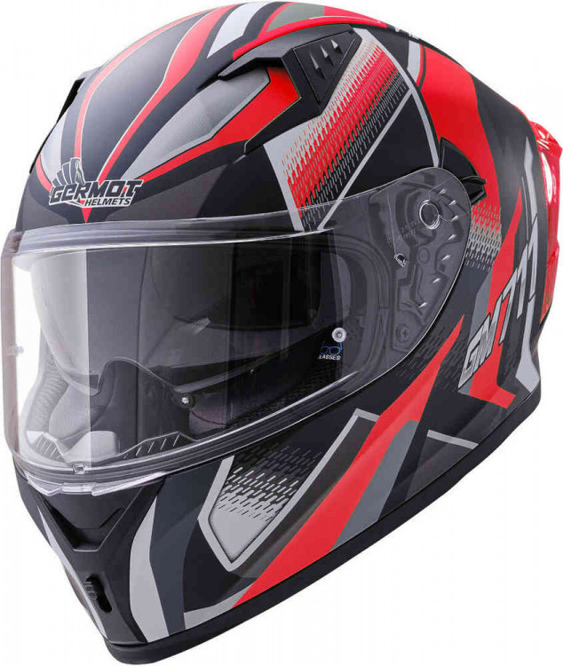 Мотошлем интеграл Germot GM 711 Dekor Черный матовый/Красный GM00071123-S