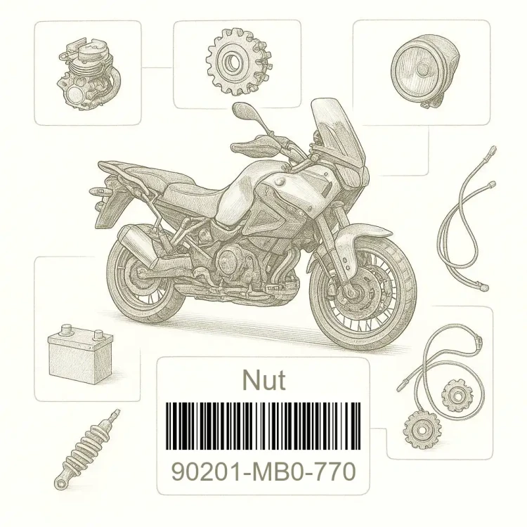 90201-MB0-770 Nut, lock (22mm), Honda Номер детали 90201-MB0-770, 90201MB0770