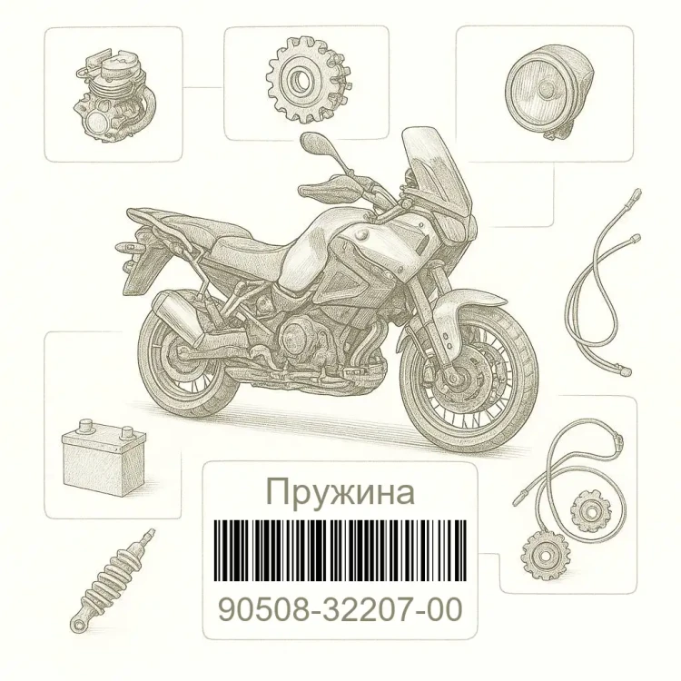 90508-32207-00 Пружина, Yamaha Номер детали 90508-32207-00, 905083220700, 90508-32207, 9050832207, 90508 32207