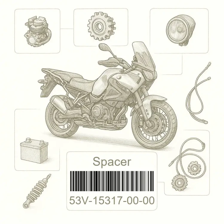 53V-15317-00-00 Spacer, Eng Mount, Yamaha Номер детали 53V-15317-00-00, 53V153170000, 53V-15317-00, 53V1531700, 53V 15317 00