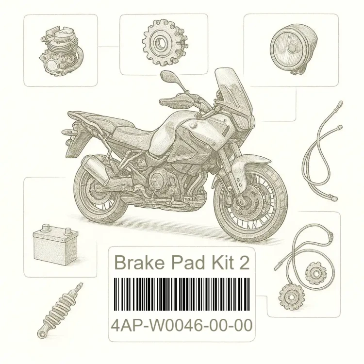 4AP-W0046-00-00 Brake Pad Kit 2, Yamaha Номер детали 4AP-W0046-00-00, 4APW00460000, 4AP-W0046-00, 4APW004600, 4AP W0046 00