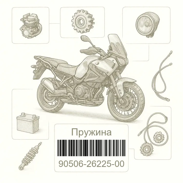 90506-26225-00 Пружина, Yamaha Номер детали 90506-26225-00, 905062622500, 90506-26225, 9050626225, 90506 26225