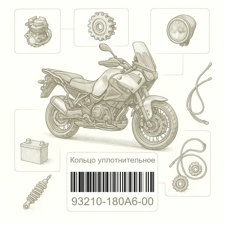 93210-180A6-00 Кольцо уплотнительное, Yamaha Номер детали 93210-180A6-00, 93210180A600, 93210-180A6, 93210180A6, 93210 180A6
