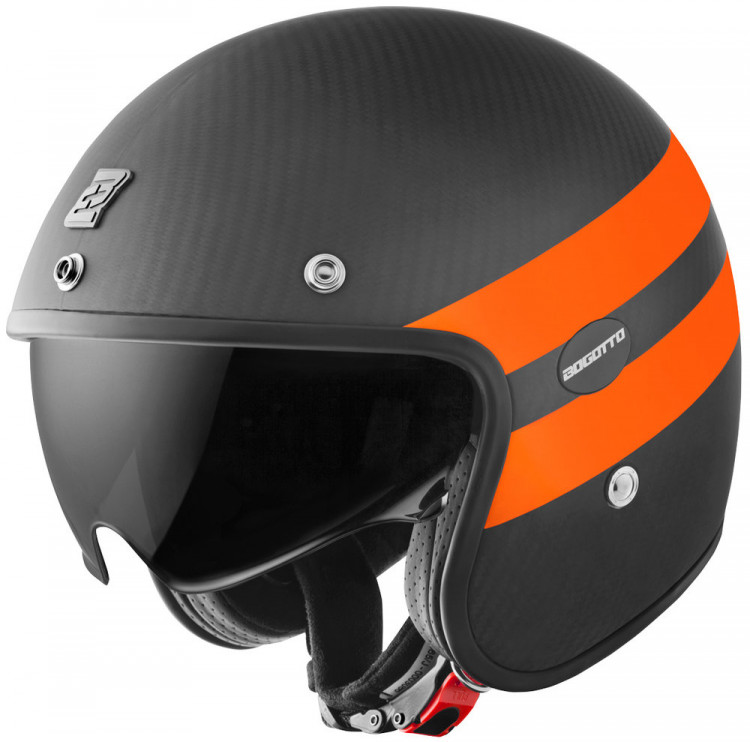 Мотошлем открытый Bogotto V587 Crono Carbon Черный матовый/Оранжевый 2099900219450