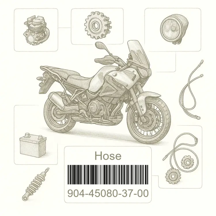 904-45080-37-00 Hose, Yamaha Номер детали 904-45080-37-00, 904450803700, 904-45080-37, 9044508037, 904 45080 37