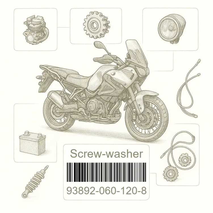 93892-060-120-8 Screw-washer, Honda Номер детали 93892-060-120-8, 938920601208