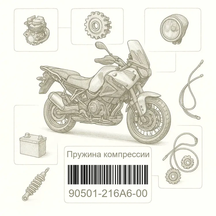 90501-216A6-00 Пружина компрессии, Yamaha Номер детали 90501-216A6-00, 90501216A600, 90501-216A6, 90501216A6, 90501 216A6
