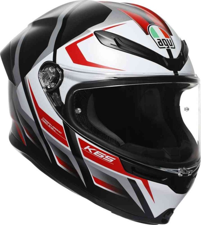 Мотошлем интеграл AGV K6 S Karve черный матовый-красный-белый