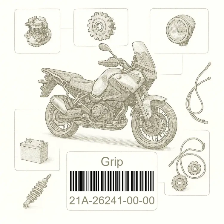 21A-26241-00-00 Grip, Yamaha Номер детали 21A-26241-00-00, 21A262410000, 21A-26241-00, 21A2624100, 21A 26241 00