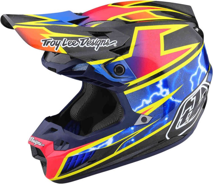 Мотошлем для мотокросса и эндуро Troy Lee Designs SE5 Lightning MIPS Carbon Черный/Розовый 172325006