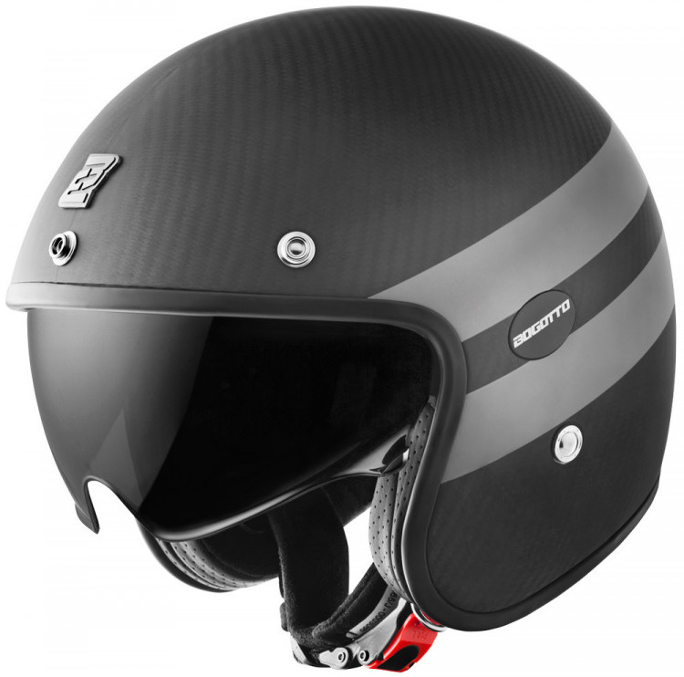 Мотошлем открытый Bogotto V587 Crono Carbon Черный матовый/Серый 2099900219405