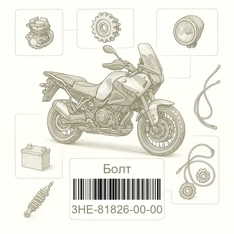 3HE-81826-00-00 Болт, Yamaha Номер детали 3HE-81826-00-00, 3HE818260000, 3HE-81826-00, 3HE8182600, 3HE 81826 00
