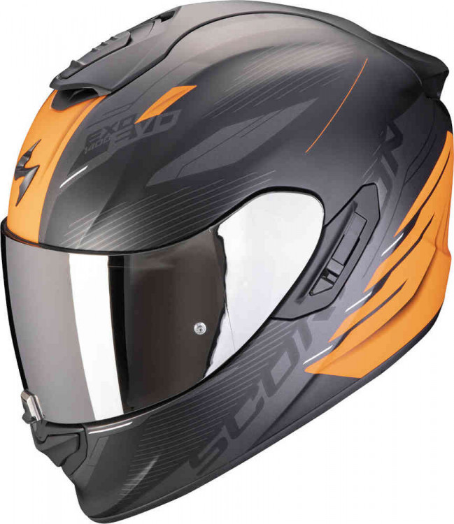 Мотошлем интеграл Scorpion Exo-1400 Evo 2 Air Luma Черный матовый/Оранжевый 140-443-168-05