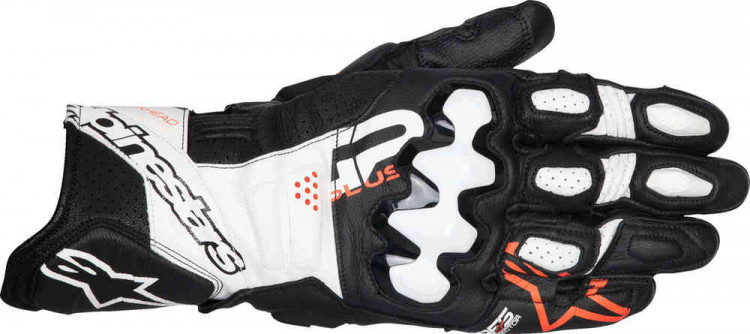 Мотоперчатки для города, спорта и туринга Alpinestars Gp Plus R V3 черный/белый/неоновый красный 3550825-1231-S