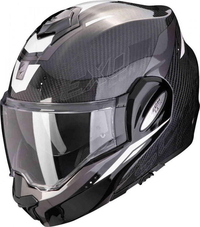 Мотошлем модуляр Scorpion Exo-Tech Evo Carbon Rover Черный/Белый 118-433-55-04