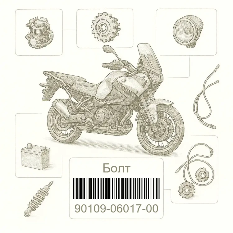 90109-06017-00 Болт, Yamaha Номер детали 90109-06017-00, 901090601700, 90109-06017, 9010906017, 90109 06017