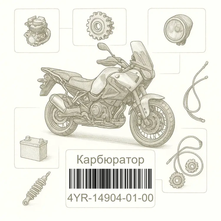 4YR-14904-01-00 Карбюратор, Yamaha Номер детали 4YR-14904-01-00, 4YR149040100, 4YR-14904-01, 4YR1490401, 4YR 14904 01