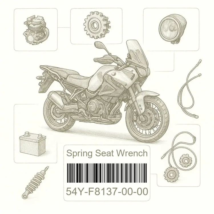 54Y-F8137-00-00 Spring Seat Wrench, Yamaha Номер детали 54Y-F8137-00-00, 54YF81370000, 54Y-F8137-00, 54YF813700, 54Y F8137 00