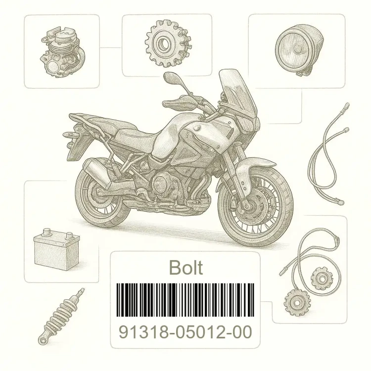91318-05012-00 Bolt, Yamaha Номер детали 91318-05012-00, 913180501200, 91318-05012, 9131805012, 91318 05012