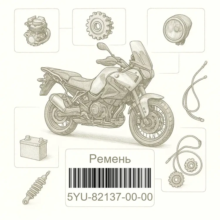 5YU-82137-00-00 Ремень, Yamaha Номер детали 5YU-82137-00-00, 5YU821370000, 5YU-82137-00, 5YU8213700, 5YU 82137 00