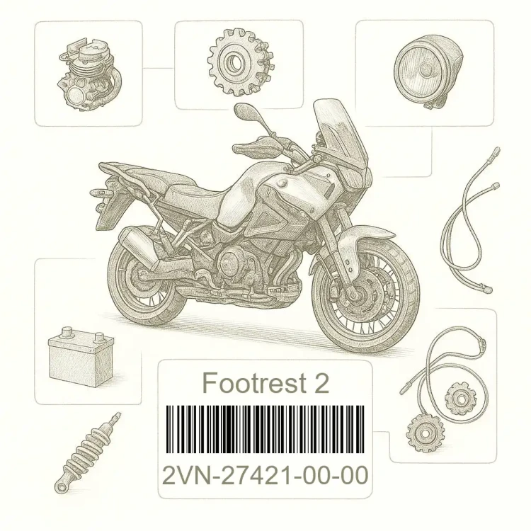 2VN-27421-00-00 Footrest 2, Yamaha Номер детали 2VN-27421-00-00, 2VN274210000, 2VN-27421-00, 2VN2742100, 2VN 27421 00