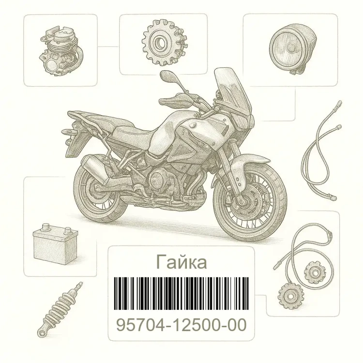 95704-12500-00 Гайка, Yamaha Номер детали 95704-12500-00, 957041250000, 95704-12500, 9570412500, 95704 12500
