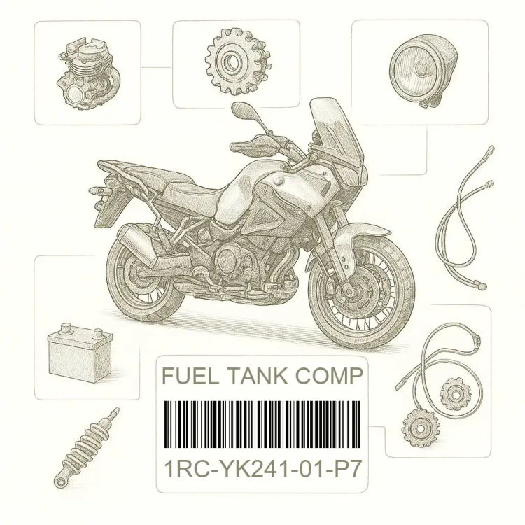 1RC-YK241-01-P7 FUEL TANK COMP, Yamaha Номер детали 1RC-YK241-01-P7, 1RCYK24101P7