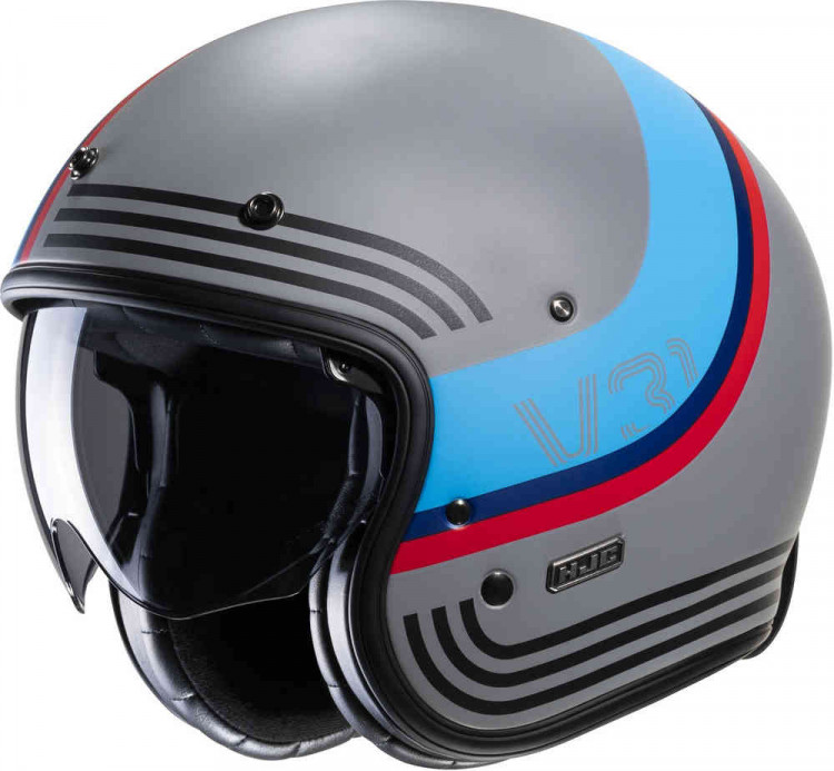 Мотошлем открытый HJC V31 Byron Retro Серый/Синий 16582106