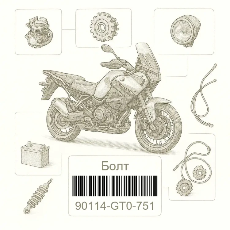 90114-GT0-751 Болт, Honda Номер детали 90114-GT0-751, 90114GT0751