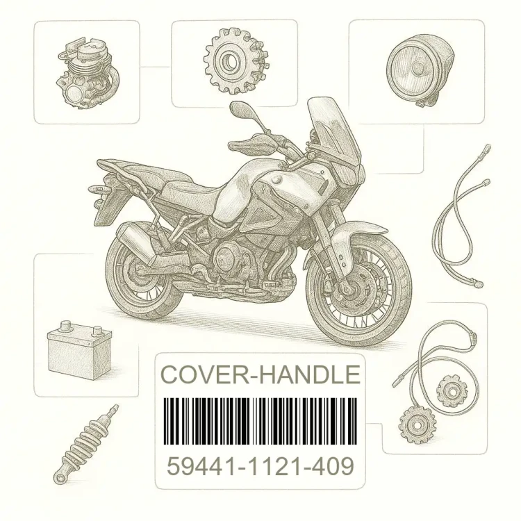 59441-1121-409 COVER-HANDLE,UPP,M.C., Kawasaki Номер детали 59441-1121-409, 594411121409