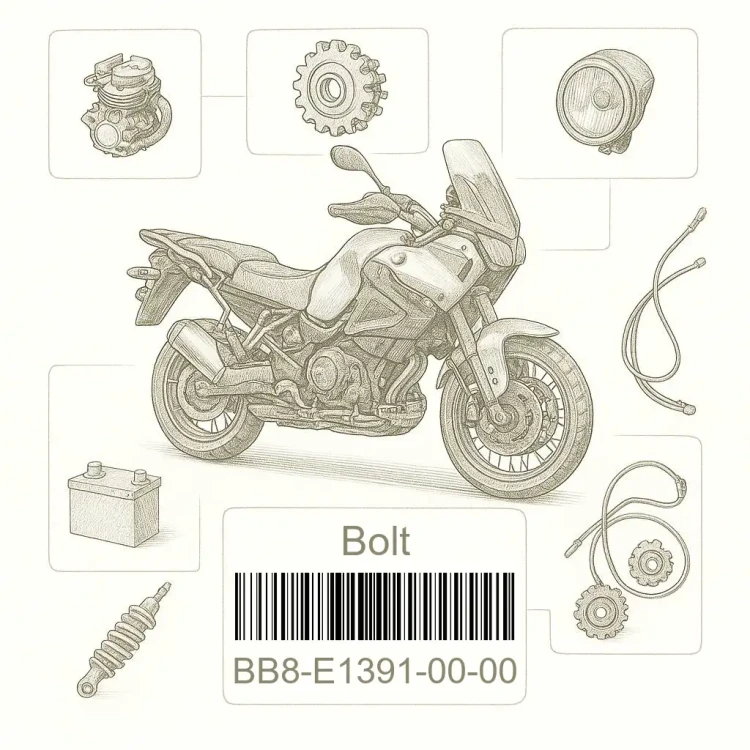 BB8-E1391-00-00 Bolt, Stud 1, Yamaha Номер детали BB8-E1391-00-00, BB8E13910000, BB8-E1391-00, BB8E139100, BB8 E1391 00