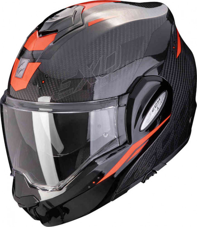 Мотошлем модуляр Scorpion Exo-Tech Evo Carbon Rover Черный/Красный 118-433-24-04
