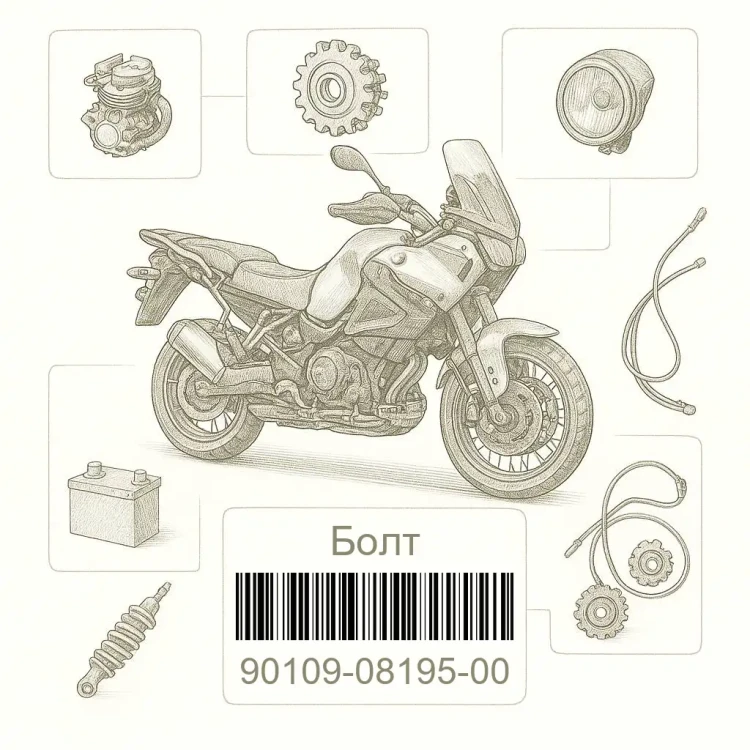 90109-08195-00 Болт, Yamaha Номер детали 90109-08195-00, 901090819500, 90109-08195, 9010908195, 90109 08195