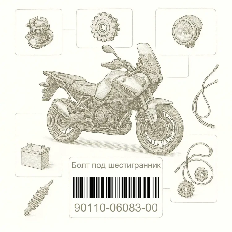 90110-06083-00 Болт под шестигранник, Yamaha Номер детали 90110-06083-00, 901100608300, 90110-06083, 9011006083, 90110 06083