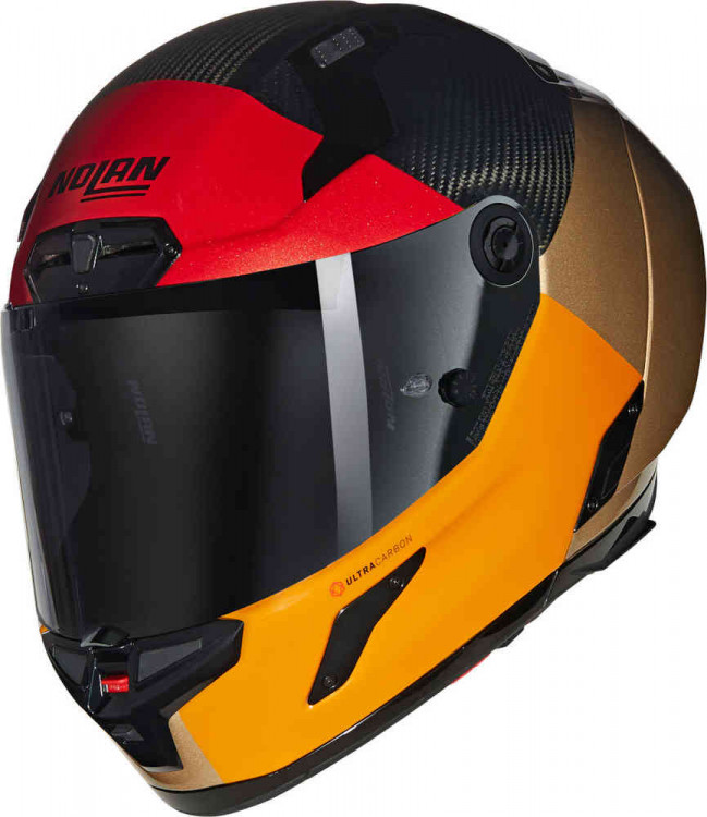 Мотошлем интеграл Nolan X-804 RS Ultra Carbon Blocco оранжевый/песочный/красный X840008503499