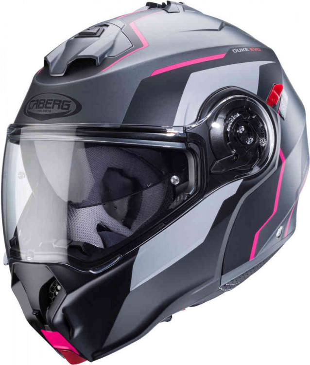 Мотошлем модуляр Caberg Duke Evo Move Серый/Фуксия CA10087022-XS