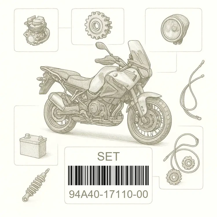 94A40-17110-00 SET, CHAIN, Yamaha Номер детали 94A40-17110-00, 94A401711000, 94A40-17110, 94A4017110, 94A40 17110