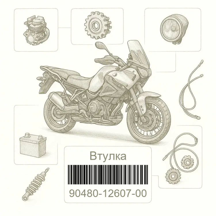 90480-12607-00 Втулка, Yamaha Номер детали 90480-12607-00, 904801260700, 90480-12607, 9048012607, 90480 12607
