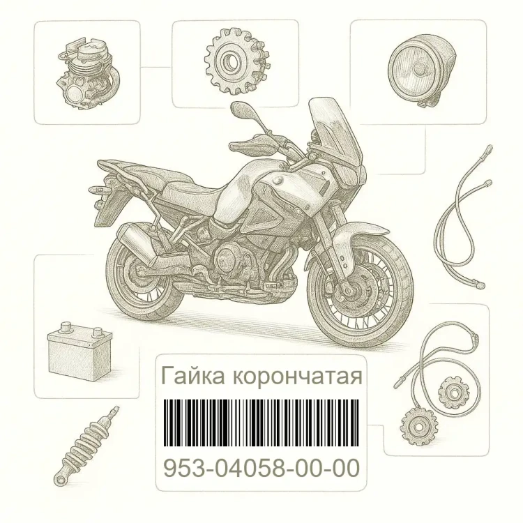 953-04058-00-00 Гайка корончатая, Yamaha Номер детали 953-04058-00-00, 953040580000, 953-04058-00, 9530405800, 953 04058 00