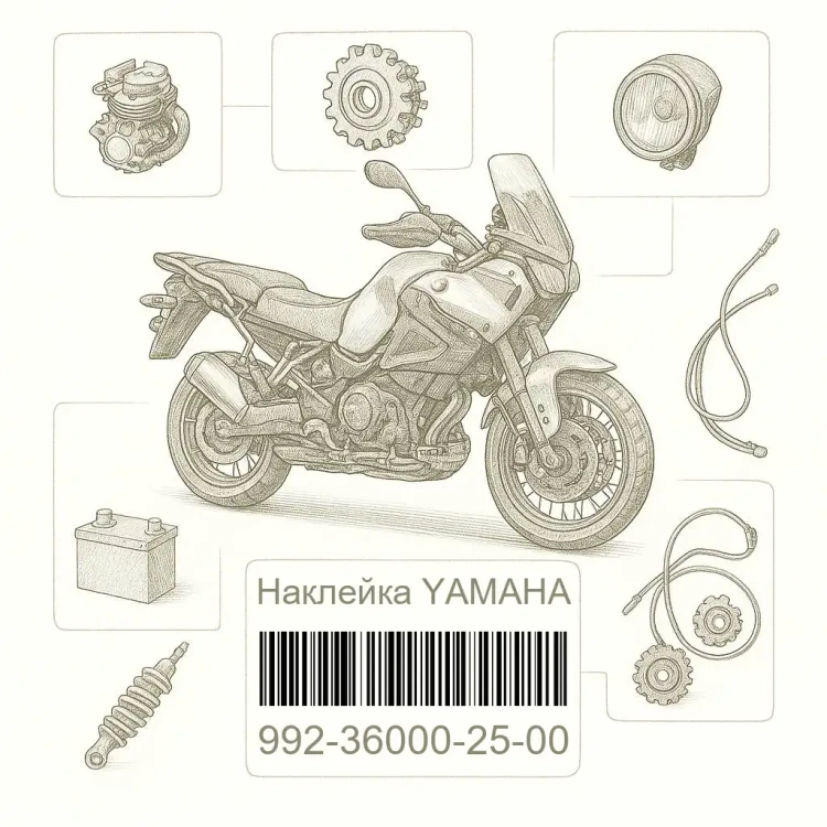 992-36000-25-00 Наклейка YAMAHA, Yamaha Номер детали 992-36000-25-00, 992360002500, 992-36000-25, 9923600025, 992 36000 25