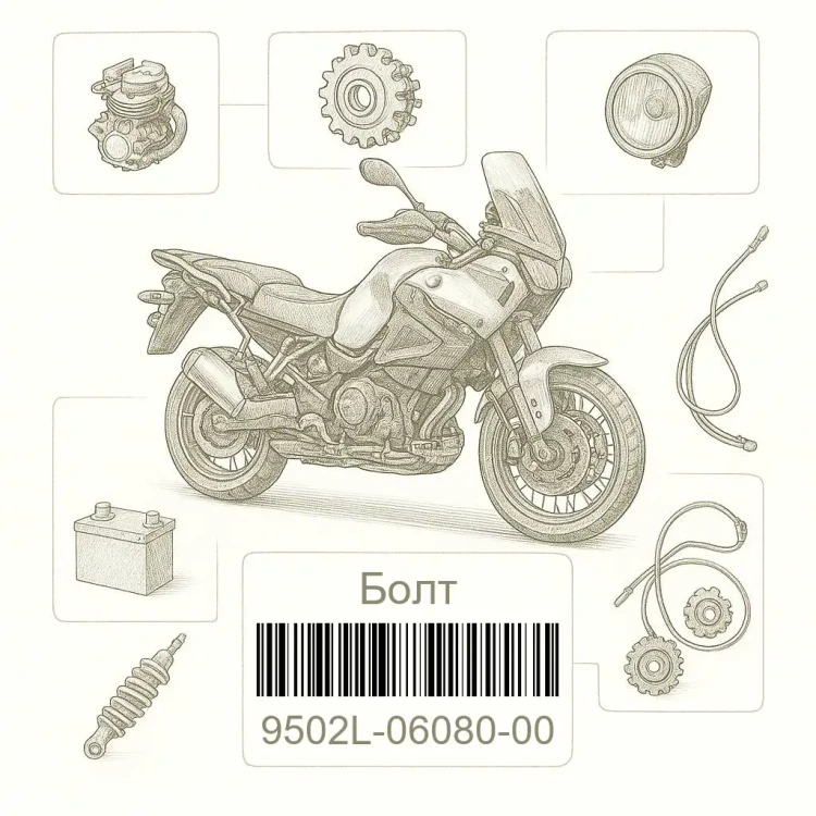 9502L-06080-00 Болт, Yamaha Номер детали 9502L-06080-00, 9502L0608000, 9502L-06080, 9502L06080, 9502L 06080