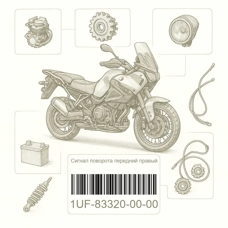 1UF-83320-00-00 Сигнал поворота передний правый, Yamaha Номер детали 1UF-83320-00-00, 1UF833200000, 1UF-83320-00, 1UF8332000, 1UF 83320 00