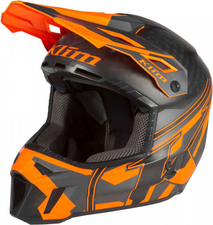 Мотошлем для мотокросса и эндуро Klim F3 Carbon Pro Ascent Черный матовый/Оранжевый 3794-000-120-004