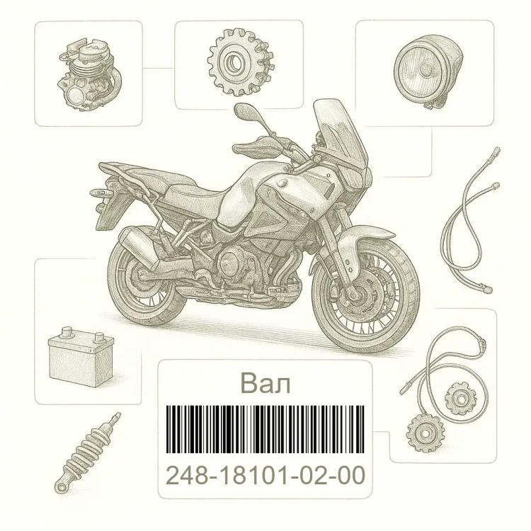 248-18101-02-00 Вал, Yamaha Номер детали 248-18101-02-00, 248181010200, 248-18101-02, 2481810102, 248 18101 02