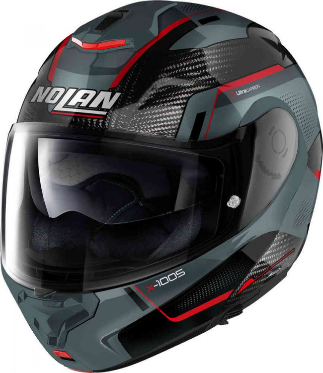 Мотошлем модуляр Nolan X-1005 Ultra Carbon Undercover N-Com Серый/Красный U150006910447