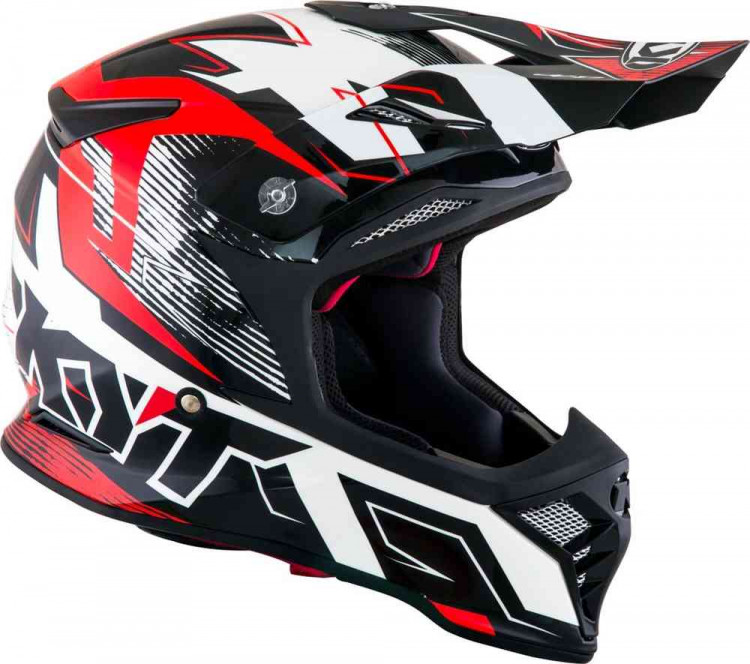Мотошлем для мотокросса и эндуро KYT Skyhawk Digger Белый/Красный YSSK0004.5