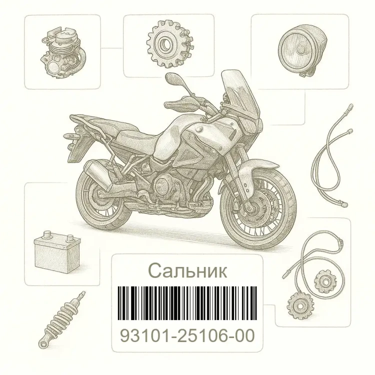 93101-25106-00 Сальник, Yamaha Номер детали 93101-25106-00, 931012510600, 93101-25106, 9310125106, 93101 25106